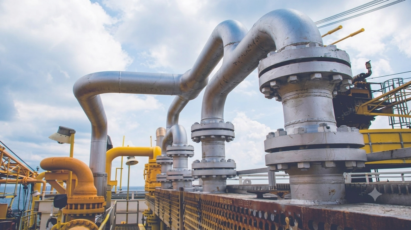 Industrial piping installation at a process facility