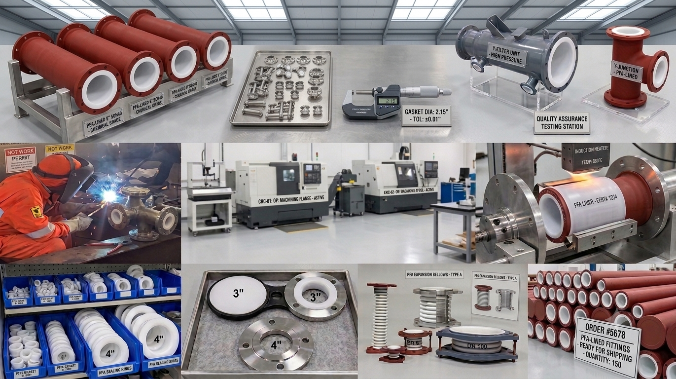 Corrosion-resistant lined piping systems for chemical processing